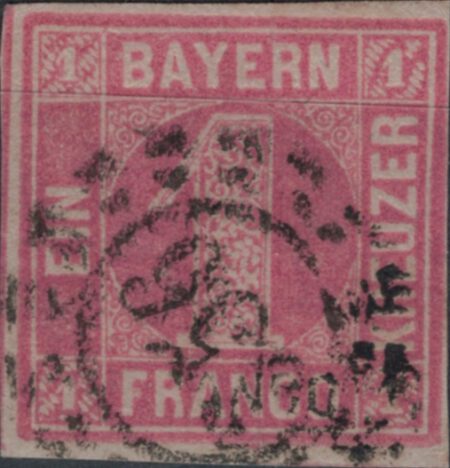 Bayern: Michel-Nr. 3, Wertziffer(n) im geschlossenen Kreis (I), 1 Kr, gestempelt