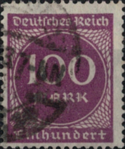 Deutsches Reich: Michel-Nr. 268a, Ziffern im Kreis, 100 Mk., gestempelt